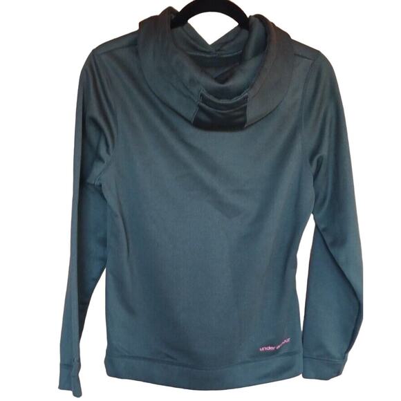 UNDER ARMOUR Sweatshirt Women's Medium Cold Gear Hoodie, Green, Camo Pouch Logo - Picture 4 of 6
